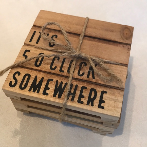 Mud Pie Other - Set of 4 wooden coasters